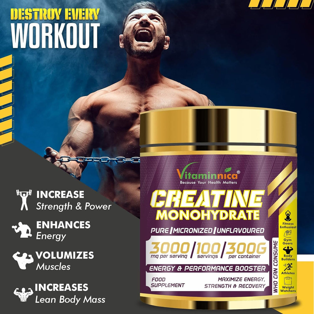 
                  
                    Creatine Monohydrate Powder |100% Pure - 100 Servings, 300g
                  
                